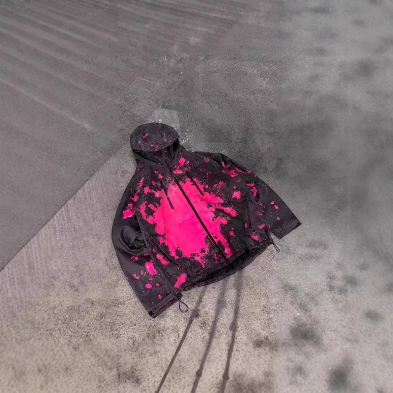 2025 latest model! Temperature-sensitive color-changing windproof and waterproof jacket, bright powder and ink splashing design