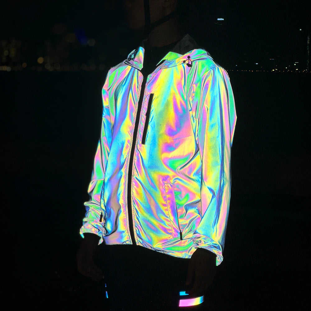 WOSAWE Motorcycle Jacket Man Winter Rainbow Reflective Windbreak Men Windproof Waterproof Cycling Jacket Men Women Spring Fall