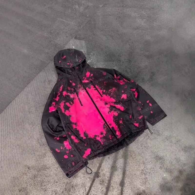 2025 latest model! Temperature-sensitive color-changing windproof and waterproof jacket, bright powder and ink splashing design