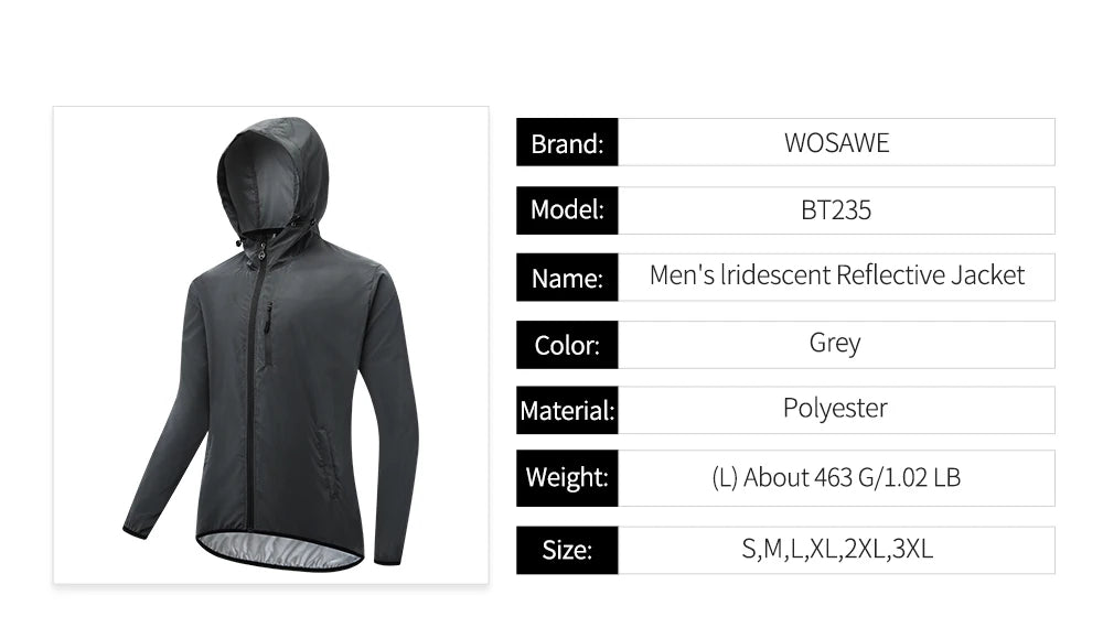 WOSAWE Motorcycle Jacket Man Winter Rainbow Reflective Windbreak Men Windproof Waterproof Cycling Jacket Men Women Spring Fall