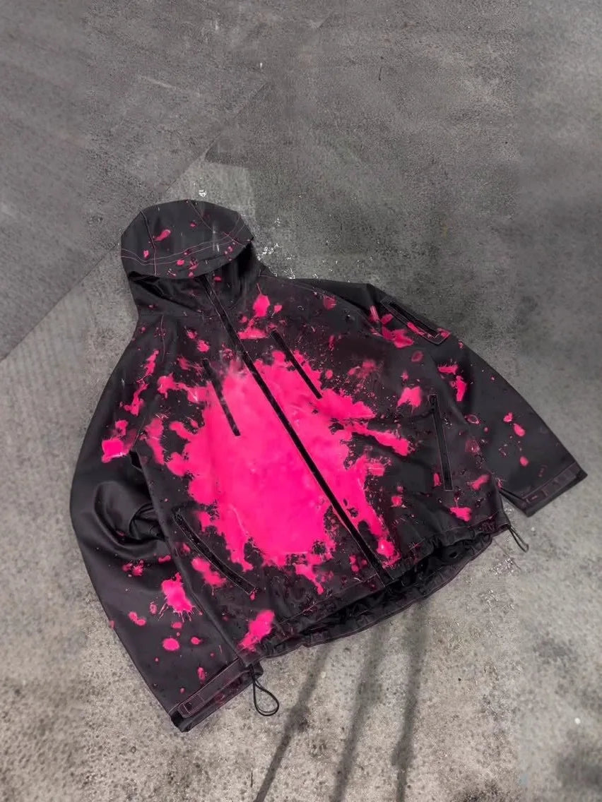 2025 latest model! Temperature-sensitive color-changing windproof and waterproof jacket, bright powder and ink splashing design