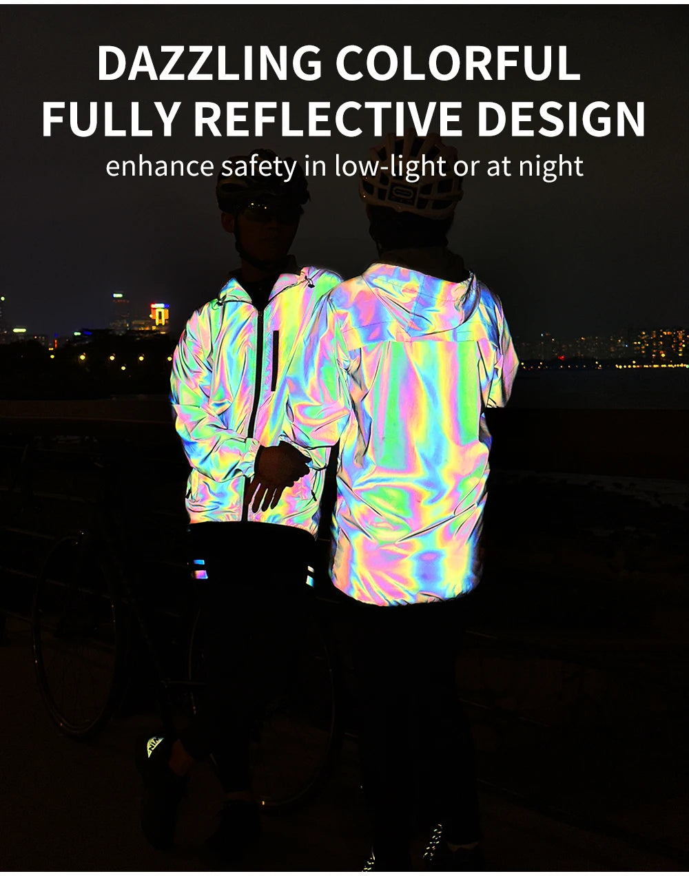 WOSAWE Motorcycle Jacket Man Winter Rainbow Reflective Windbreak Men Windproof Waterproof Cycling Jacket Men Women Spring Fall