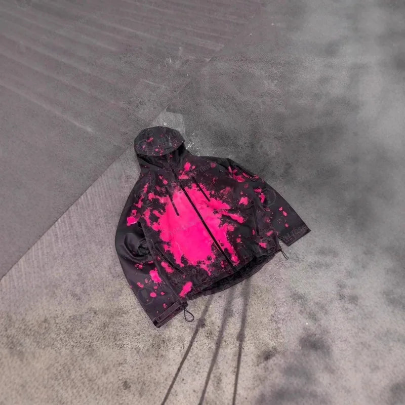 2025 latest model! Temperature-sensitive color-changing windproof and waterproof jacket, bright powder and ink splashing design